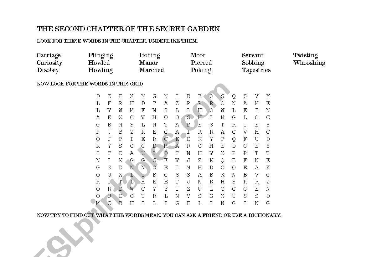 The secret garden chapter two worksheet