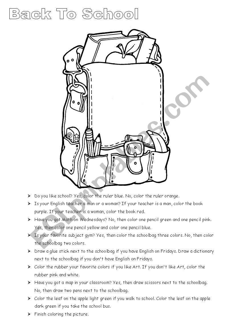 Back to School Glyph! worksheet