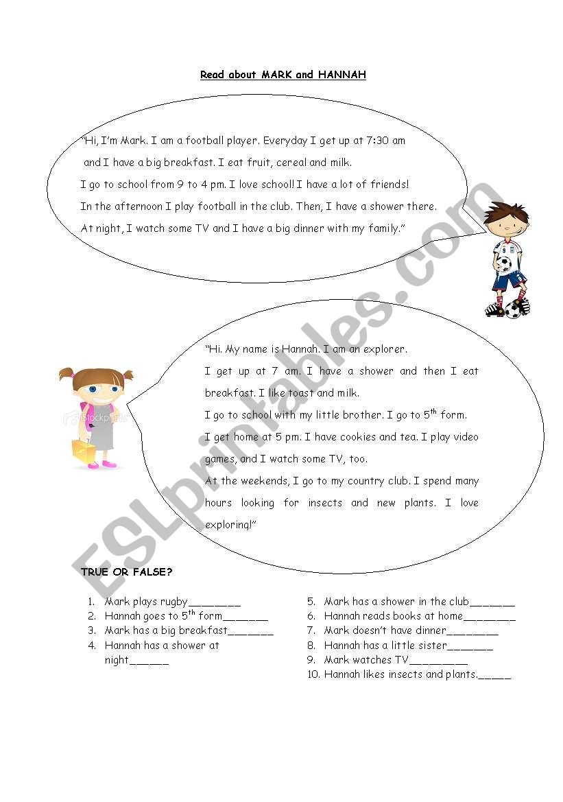 Reading Comprehension activity