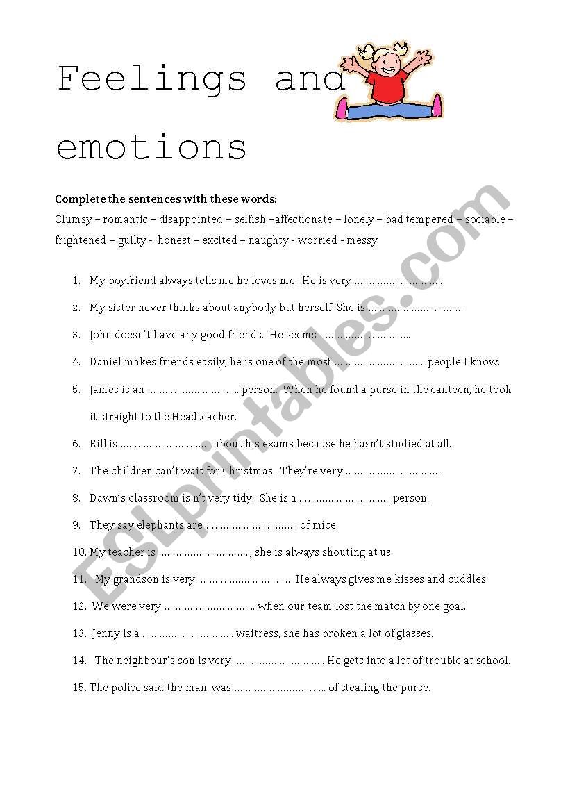 feelings and emotions worksheet