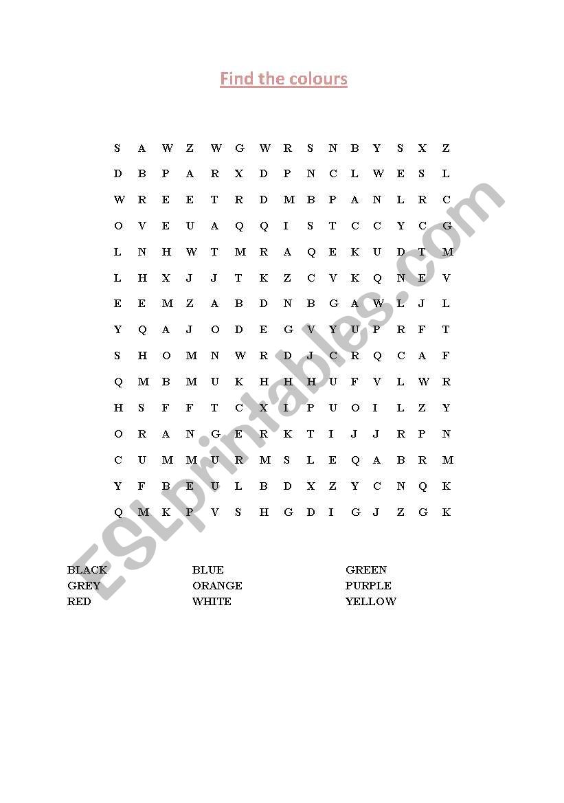 The colours  worksheet