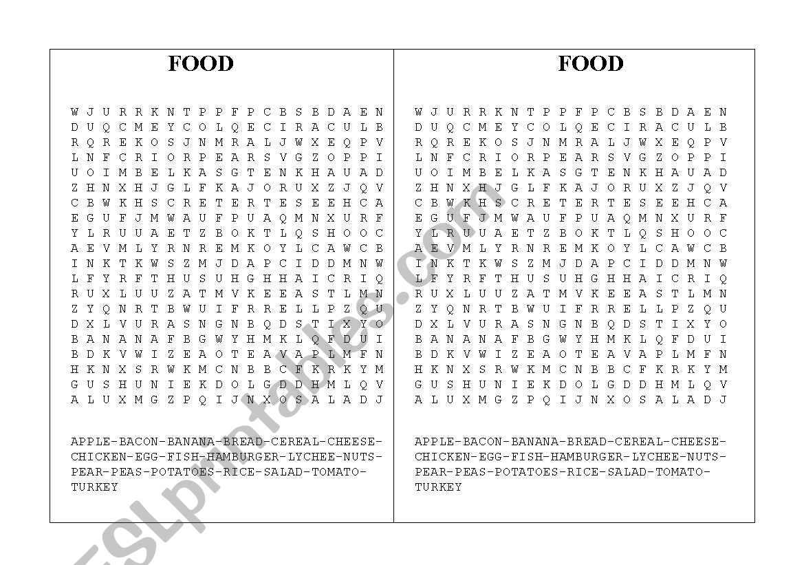 FOOD worksheet