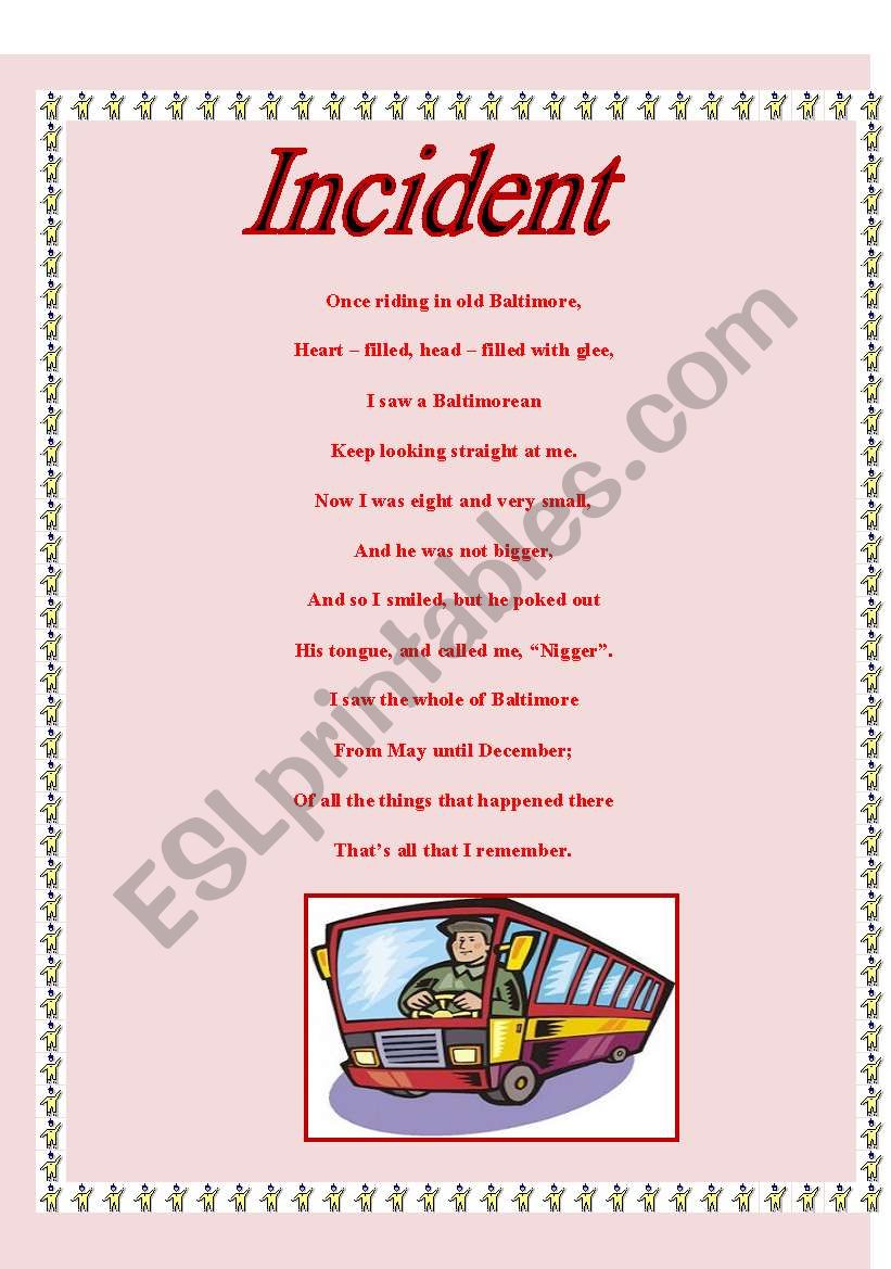 Incident( racism) worksheet