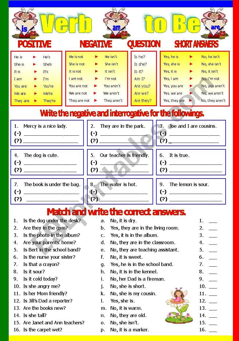 Verb to Be worksheet