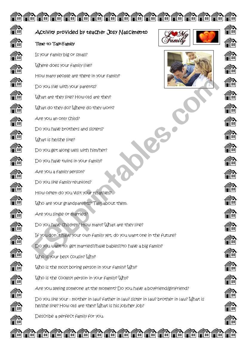 Time to Talk-Family worksheet