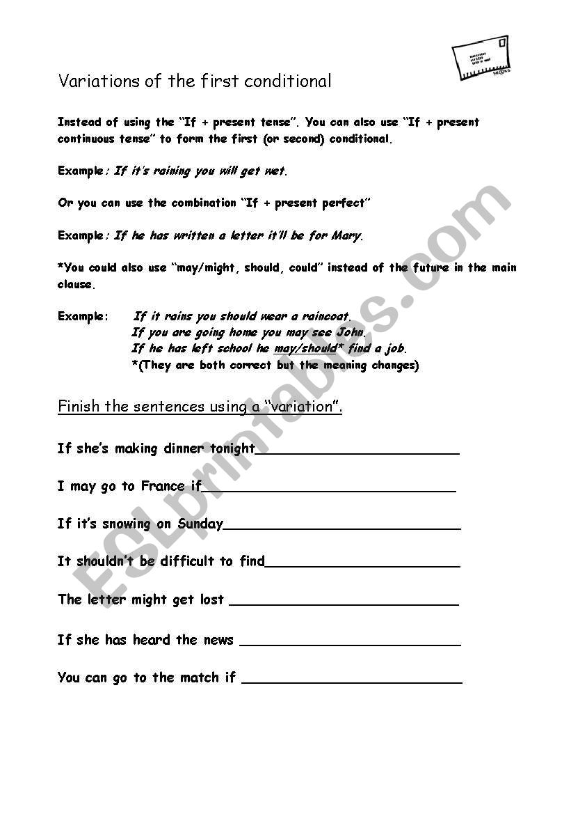 First Conditional and itÂ´s variations