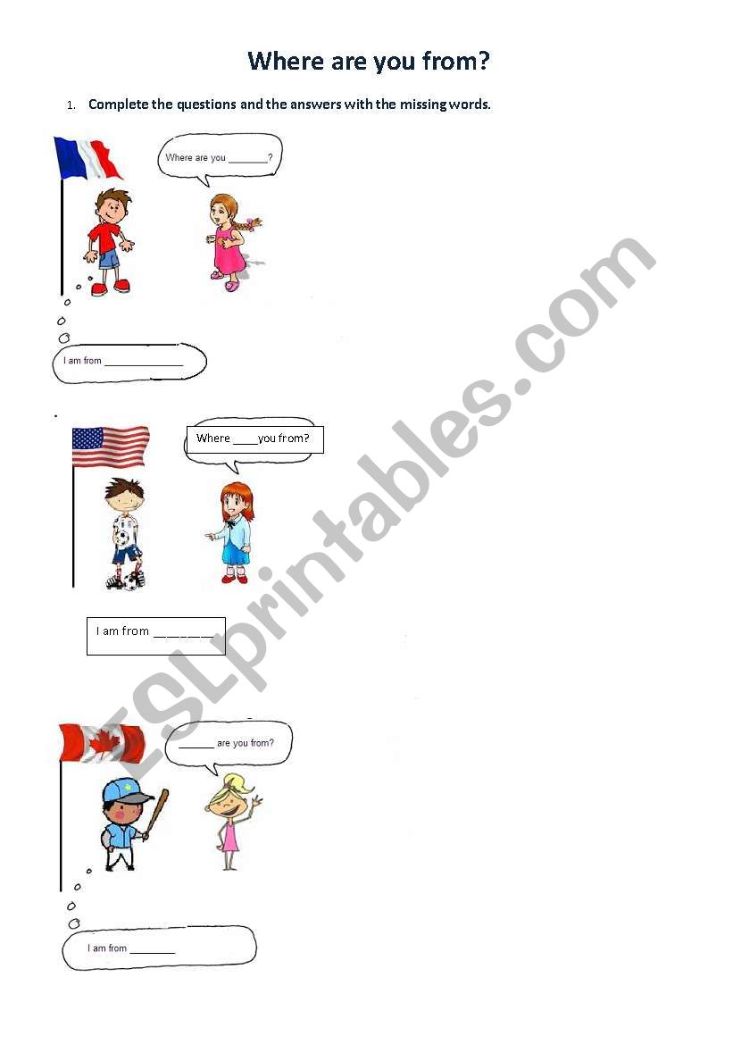 Where are you from? worksheet