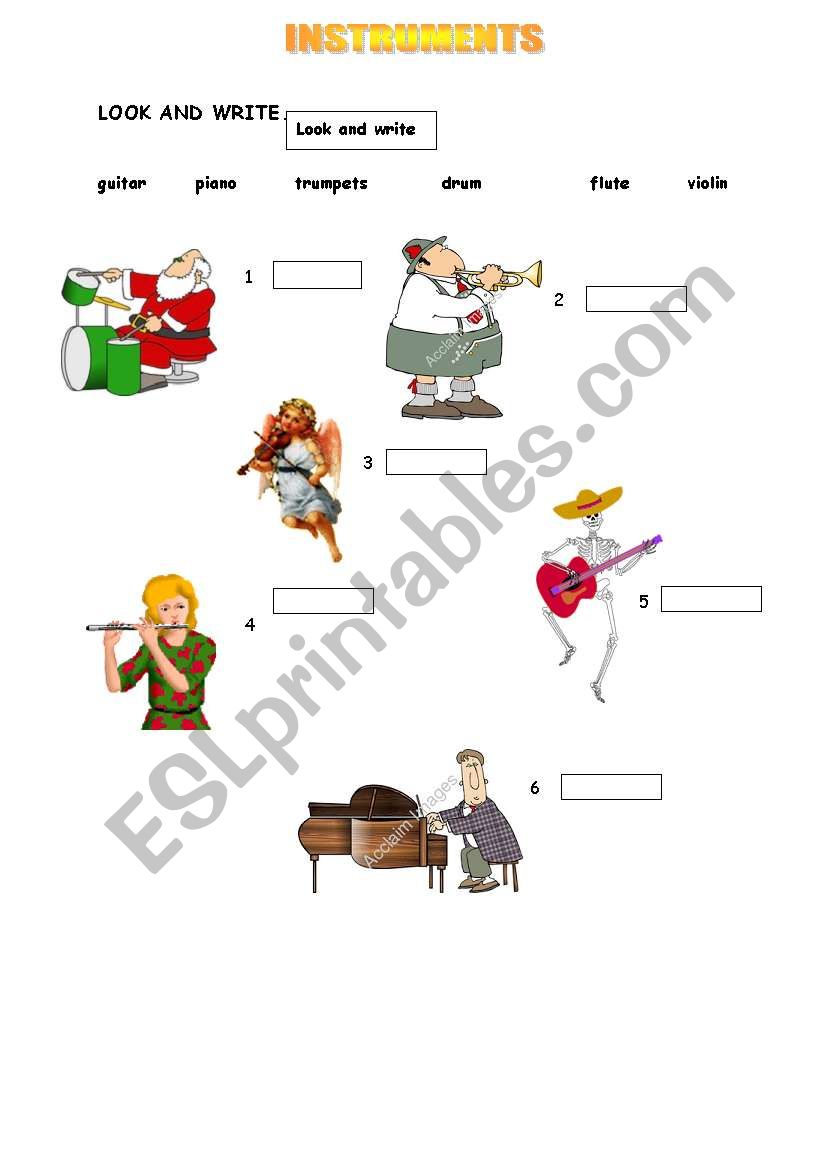 instruments worksheet