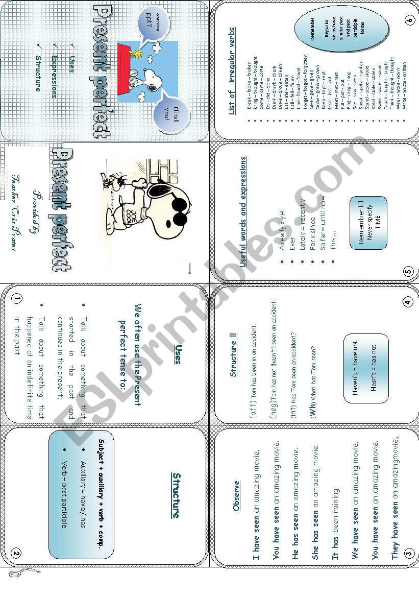 Mini Book - The Present Perfect Tense