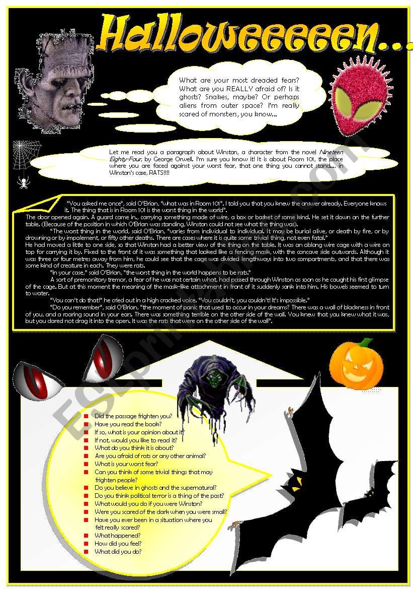 HALLOWEEN reading worksheet