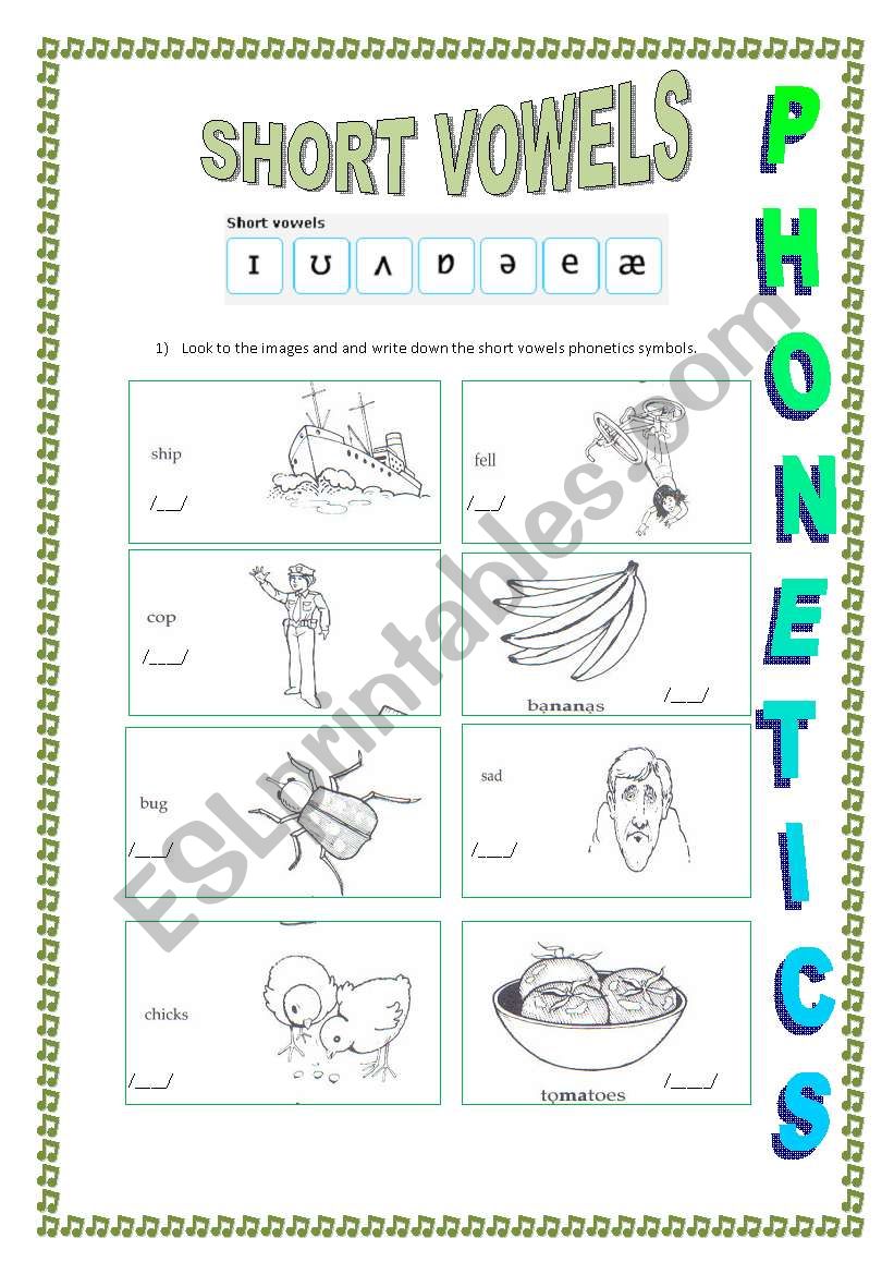 Phonetic. Short vowels worksheet