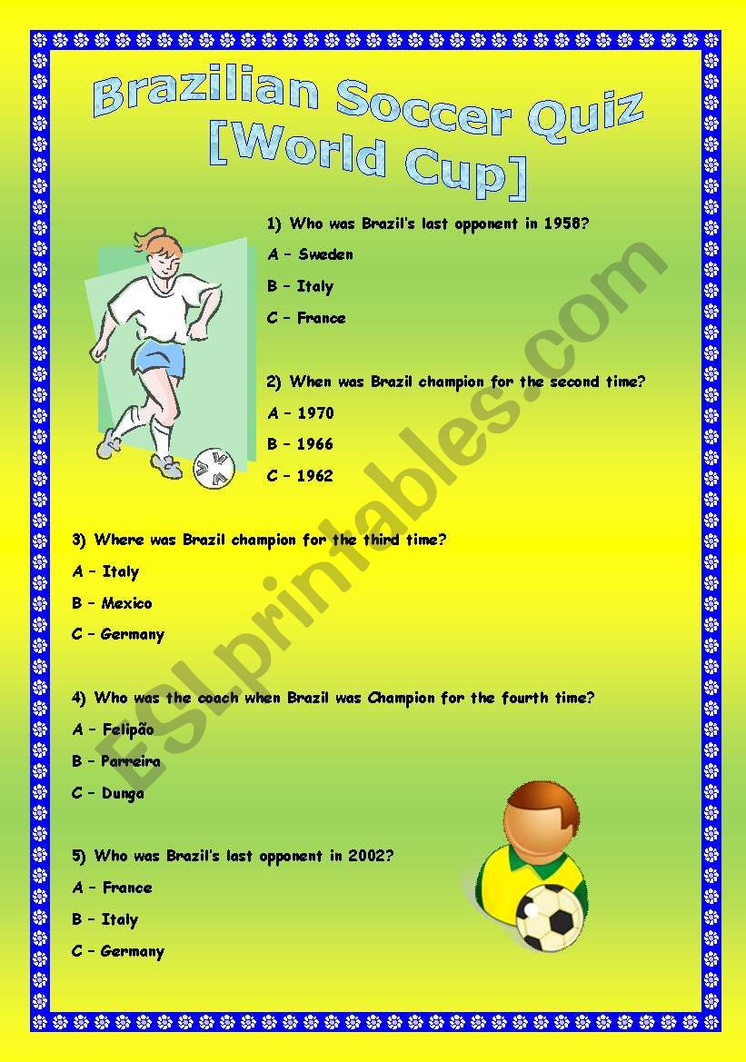 Brazilian Soccer Quiz worksheet