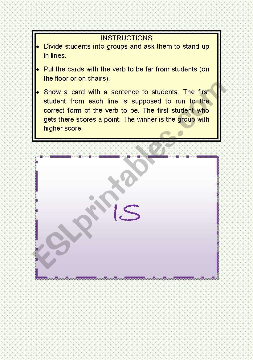 Game - Verb to be - Simple Past/Present