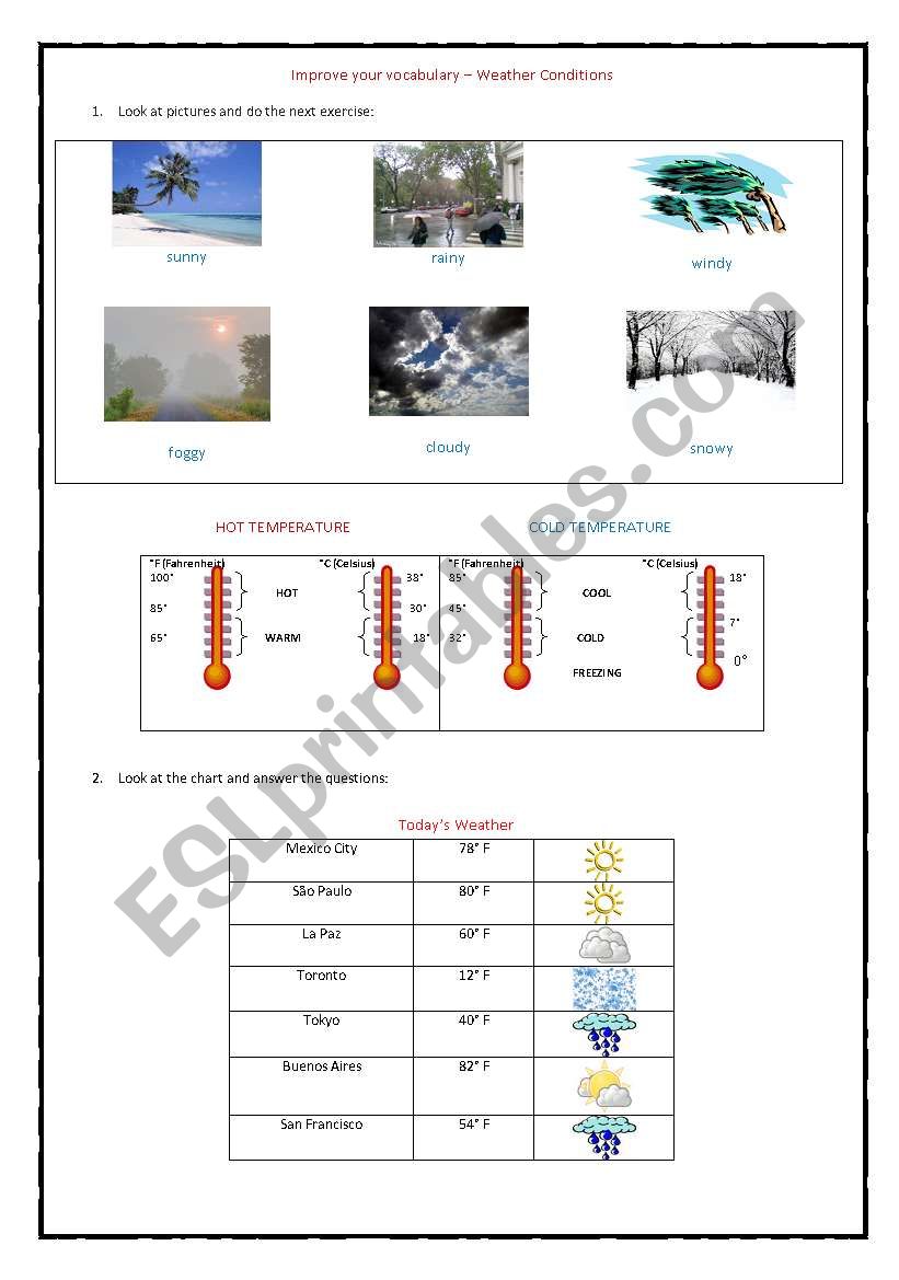 Weather worksheet