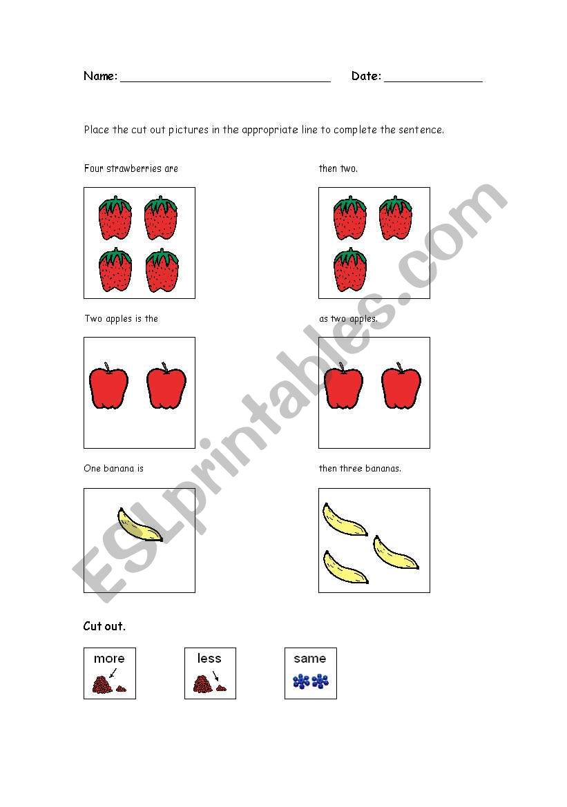 More Less Same worksheet