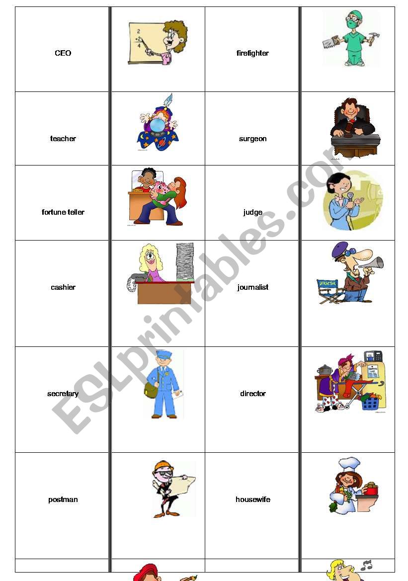Jobs and Professions DOMINO worksheet