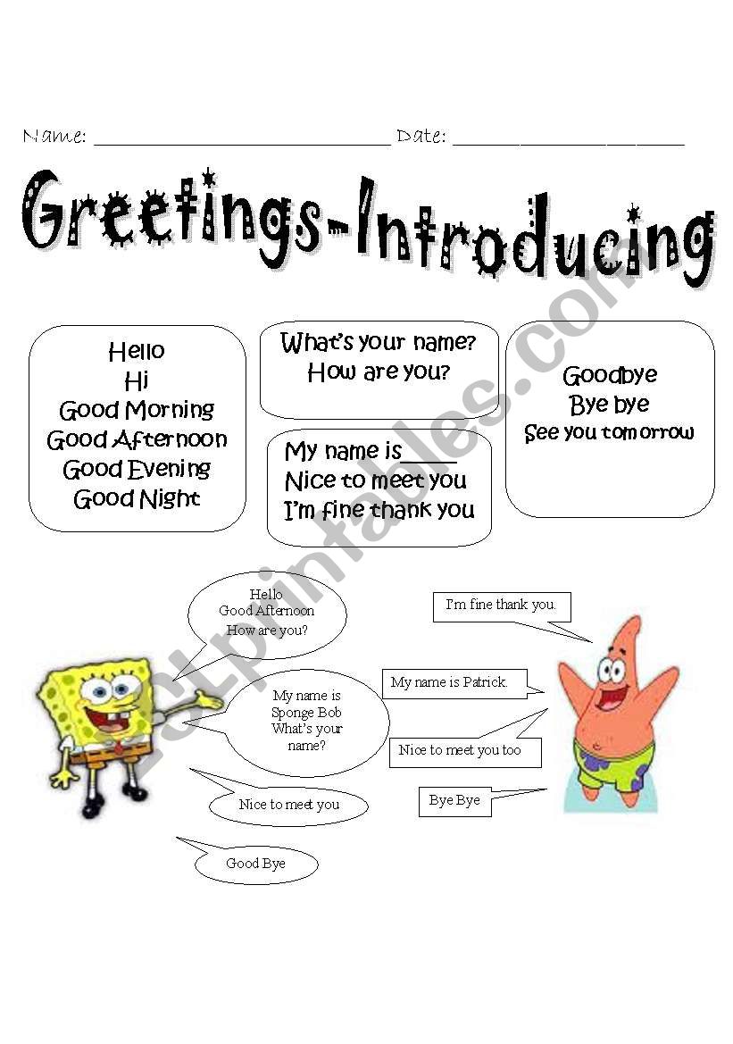 Greeting worksheet