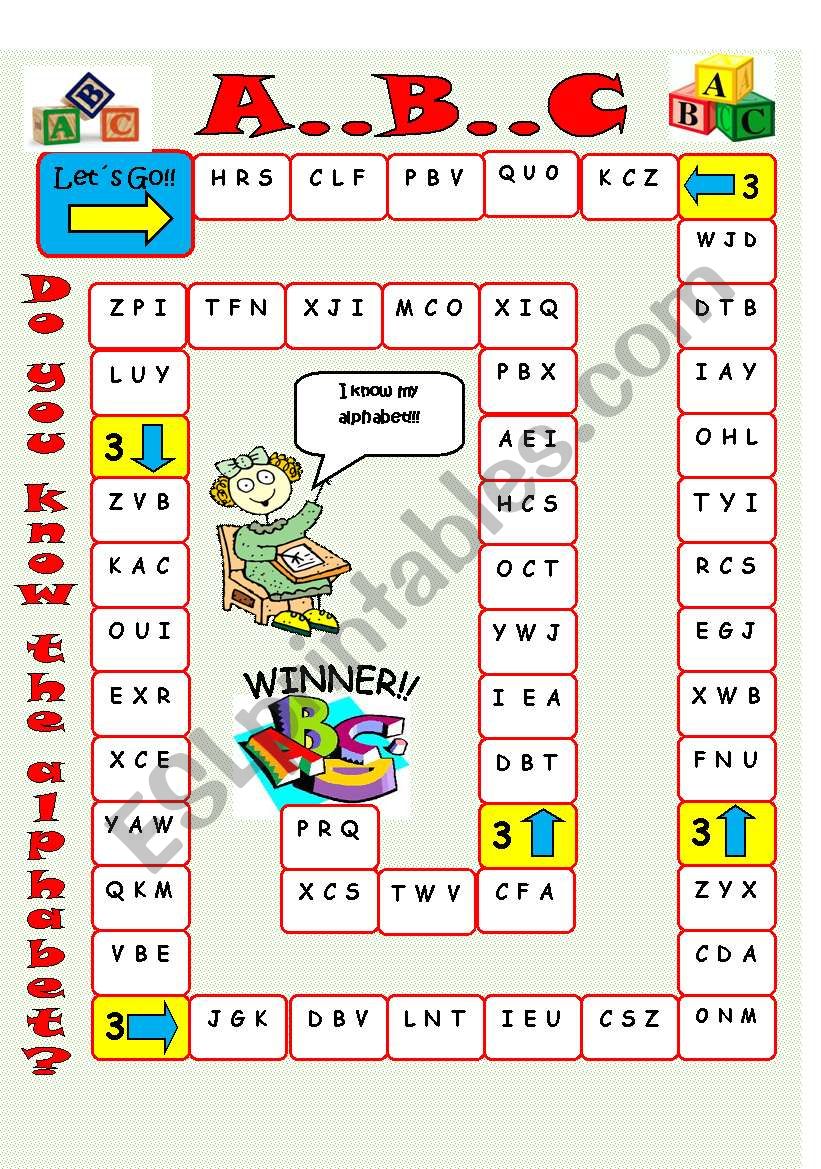 ALPHABET  board game worksheet