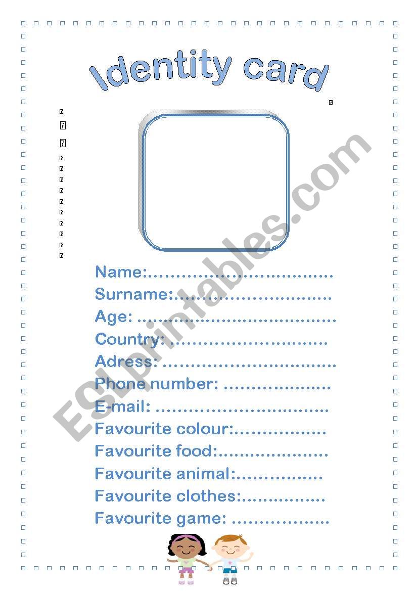 Identity card worksheet