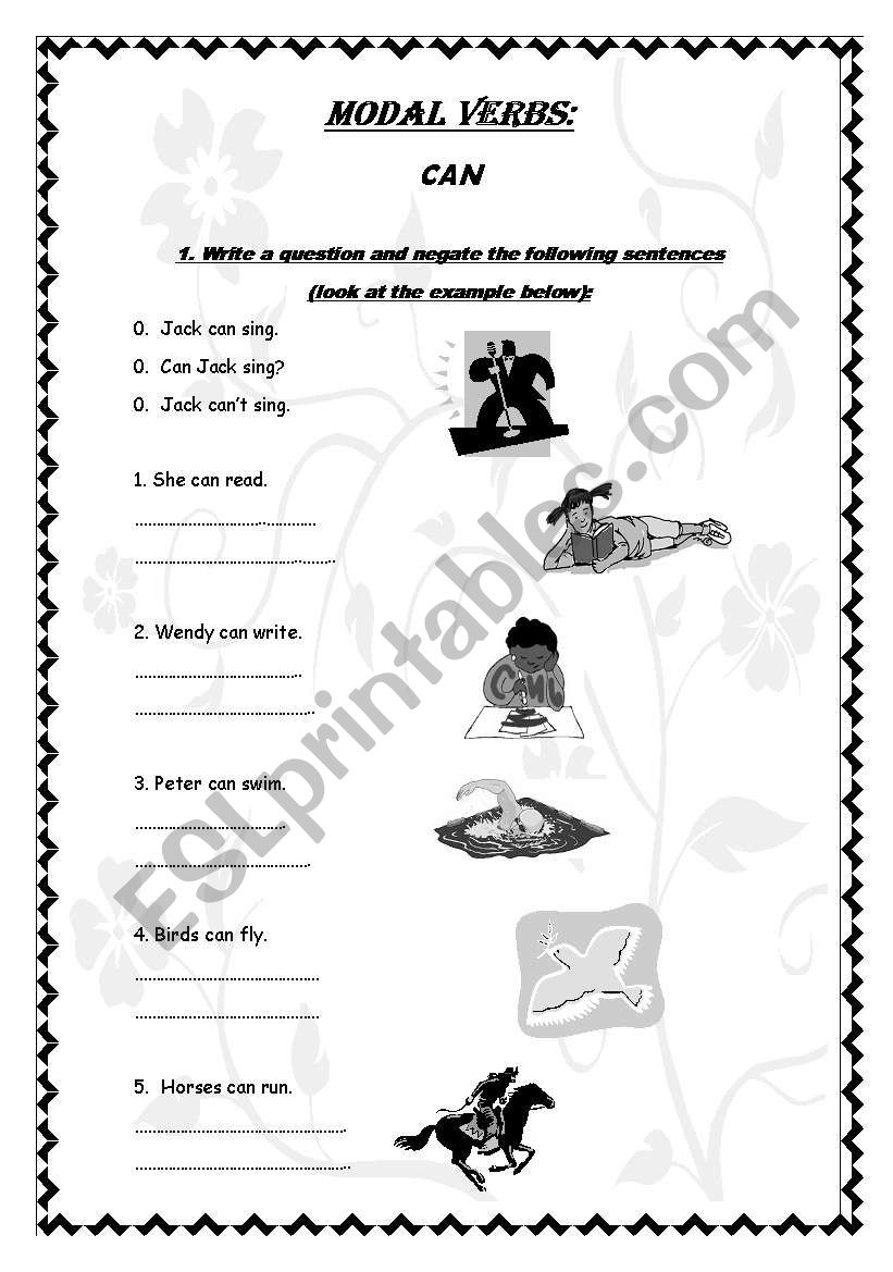 Can/ Cant - exercises worksheet