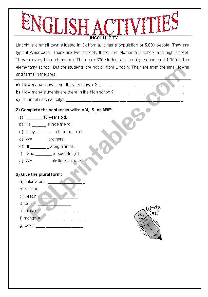 English Activities worksheet