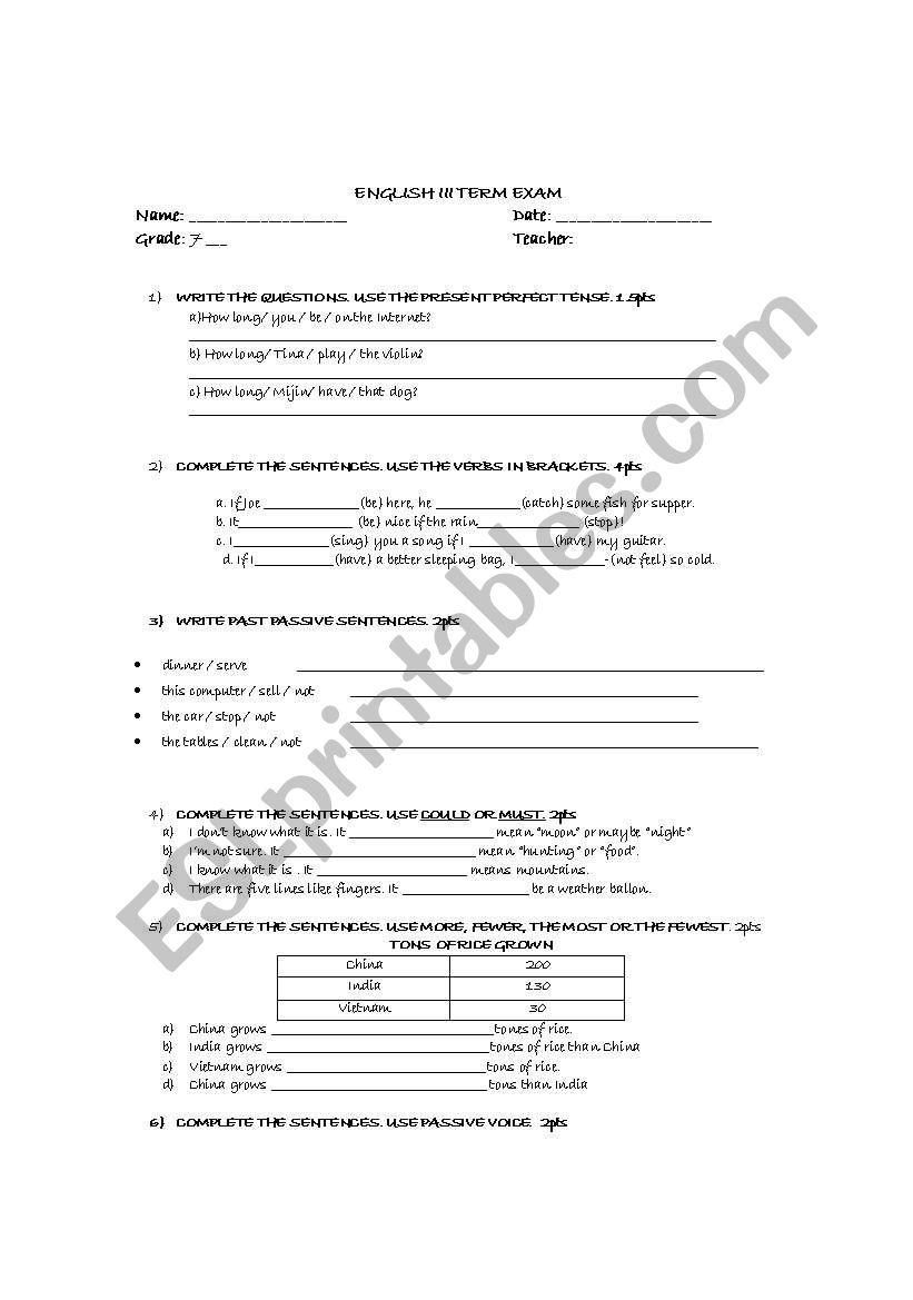 Language Arts Evaluation worksheet