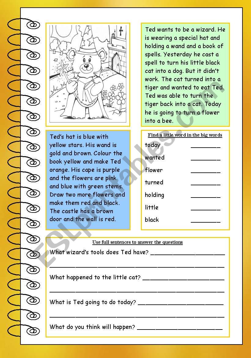 Working with words worksheet