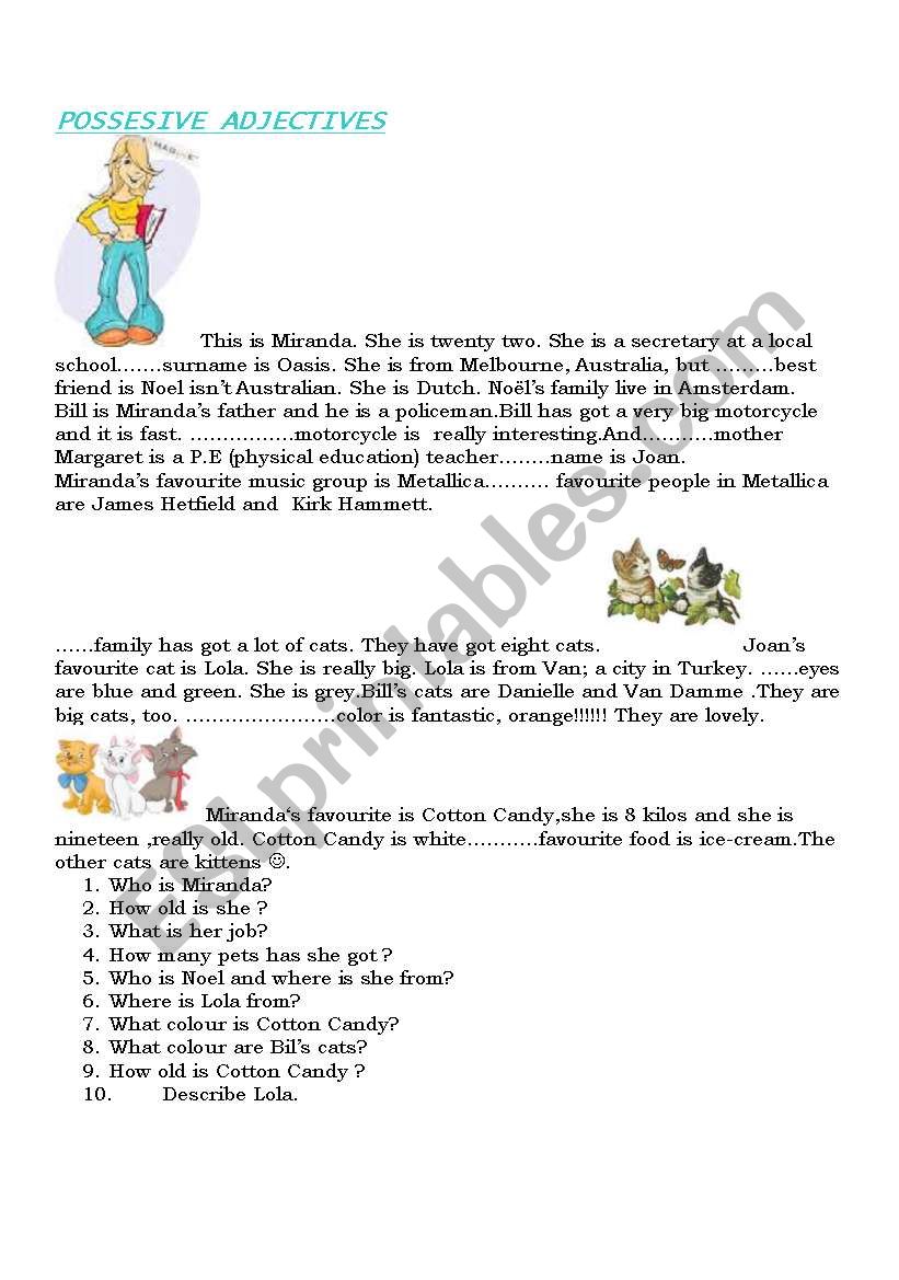 Possesives  worksheet