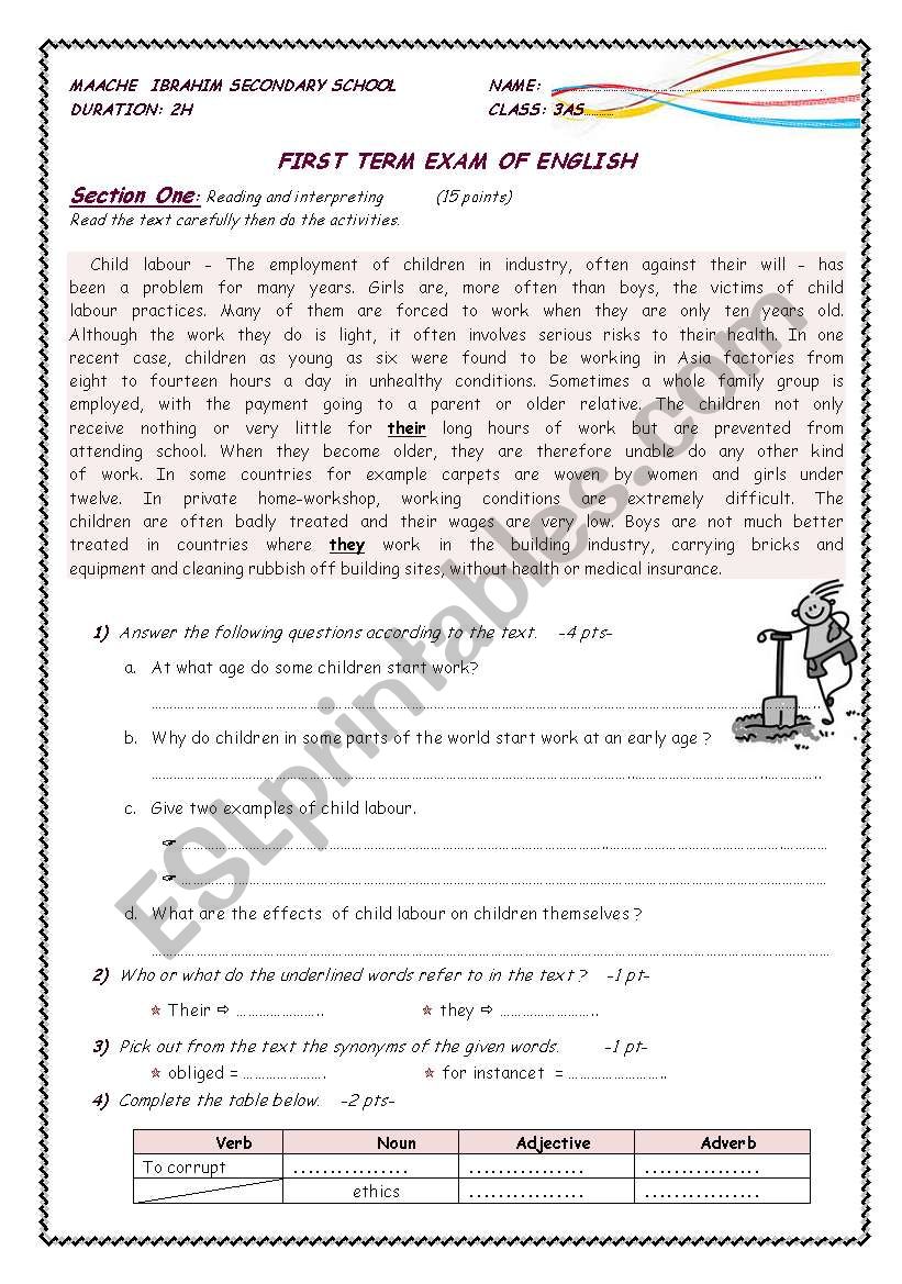 CHILD LABOUR worksheet