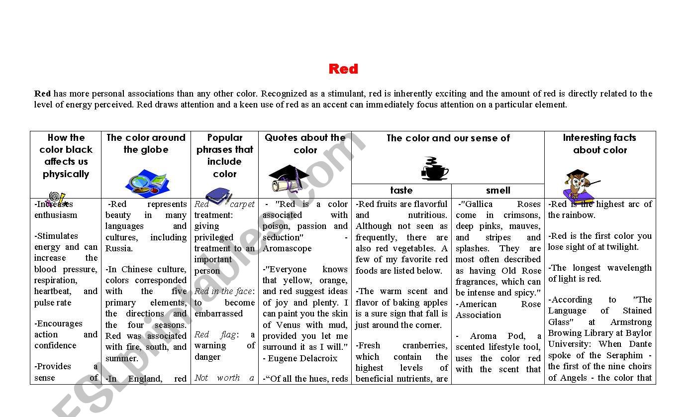 Red colour worksheet