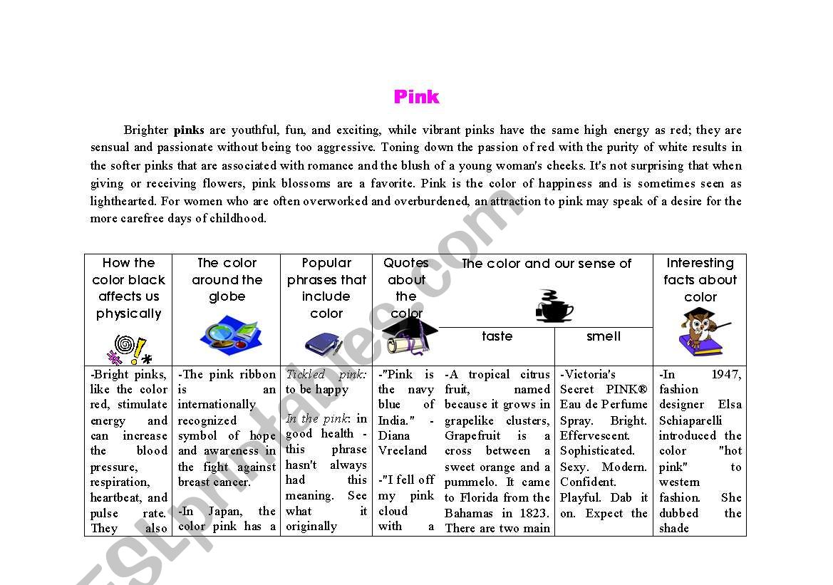 Pink colour worksheet
