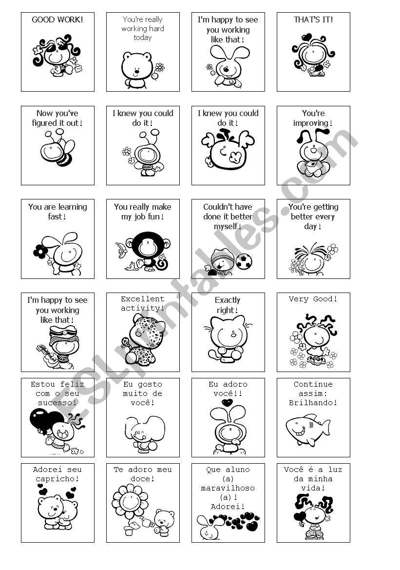 Cartes motivacionais worksheet