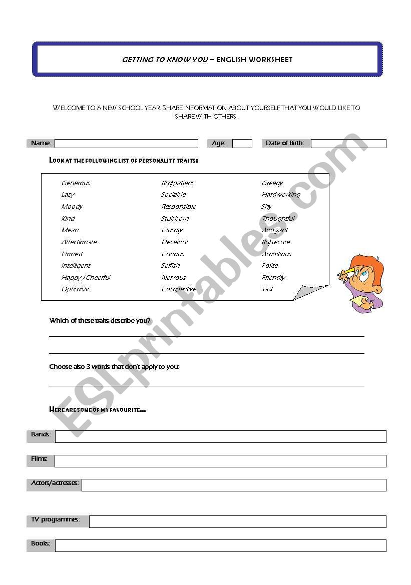 Back to School worksheet