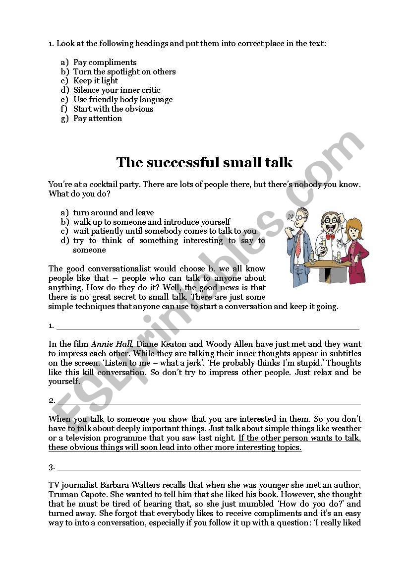 Successful Small Talk worksheet