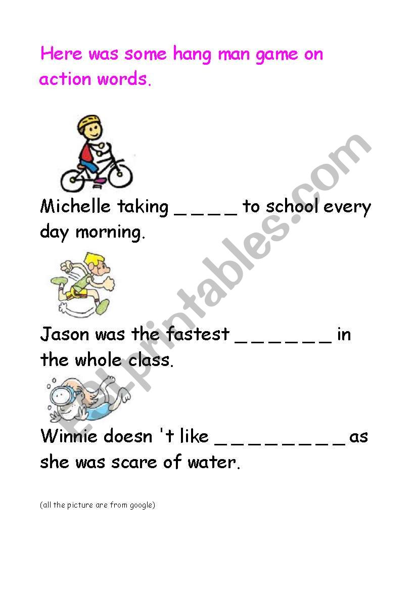 action words worksheet