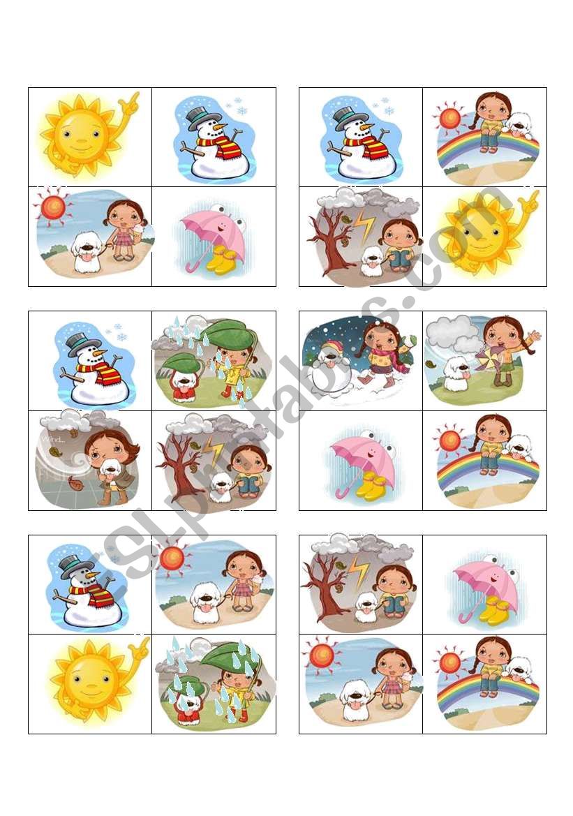 weather bingo - 24 cards worksheet