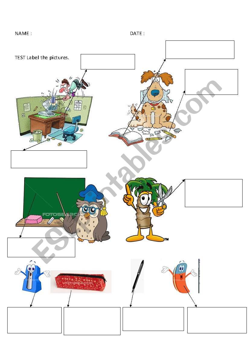 classroom objects worksheet