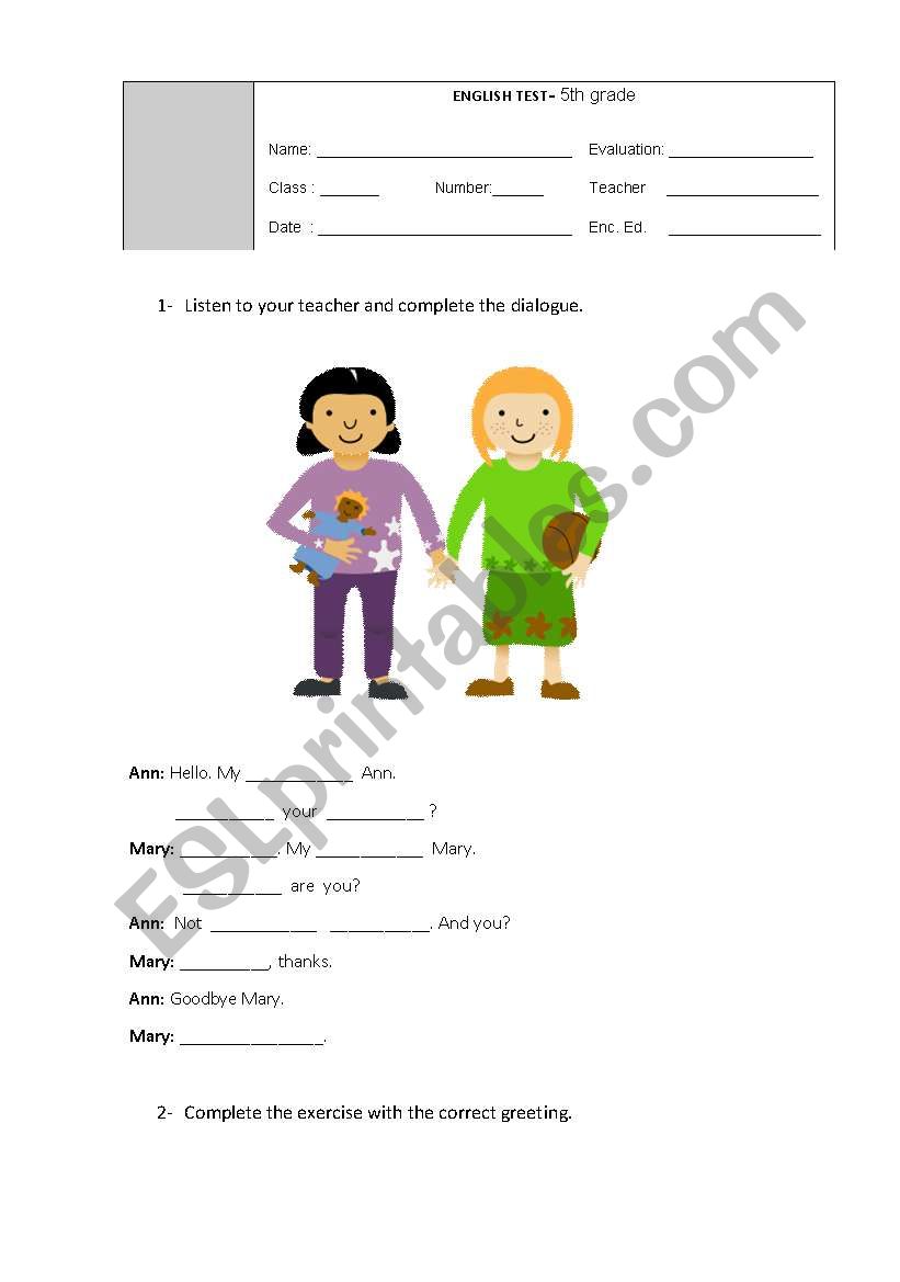 test worksheet