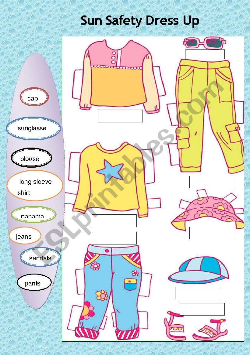 Sun safety dress up worksheet