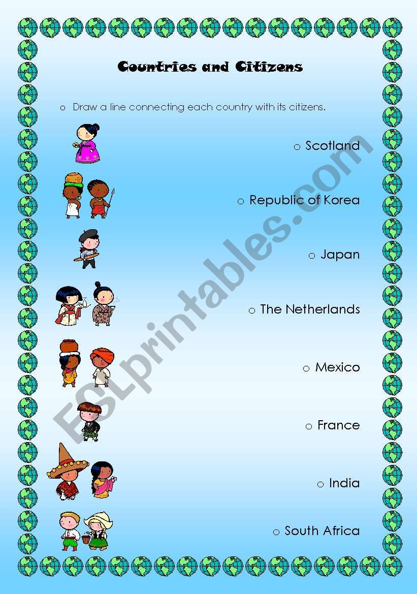 Countries and Citizens 2/2 worksheet