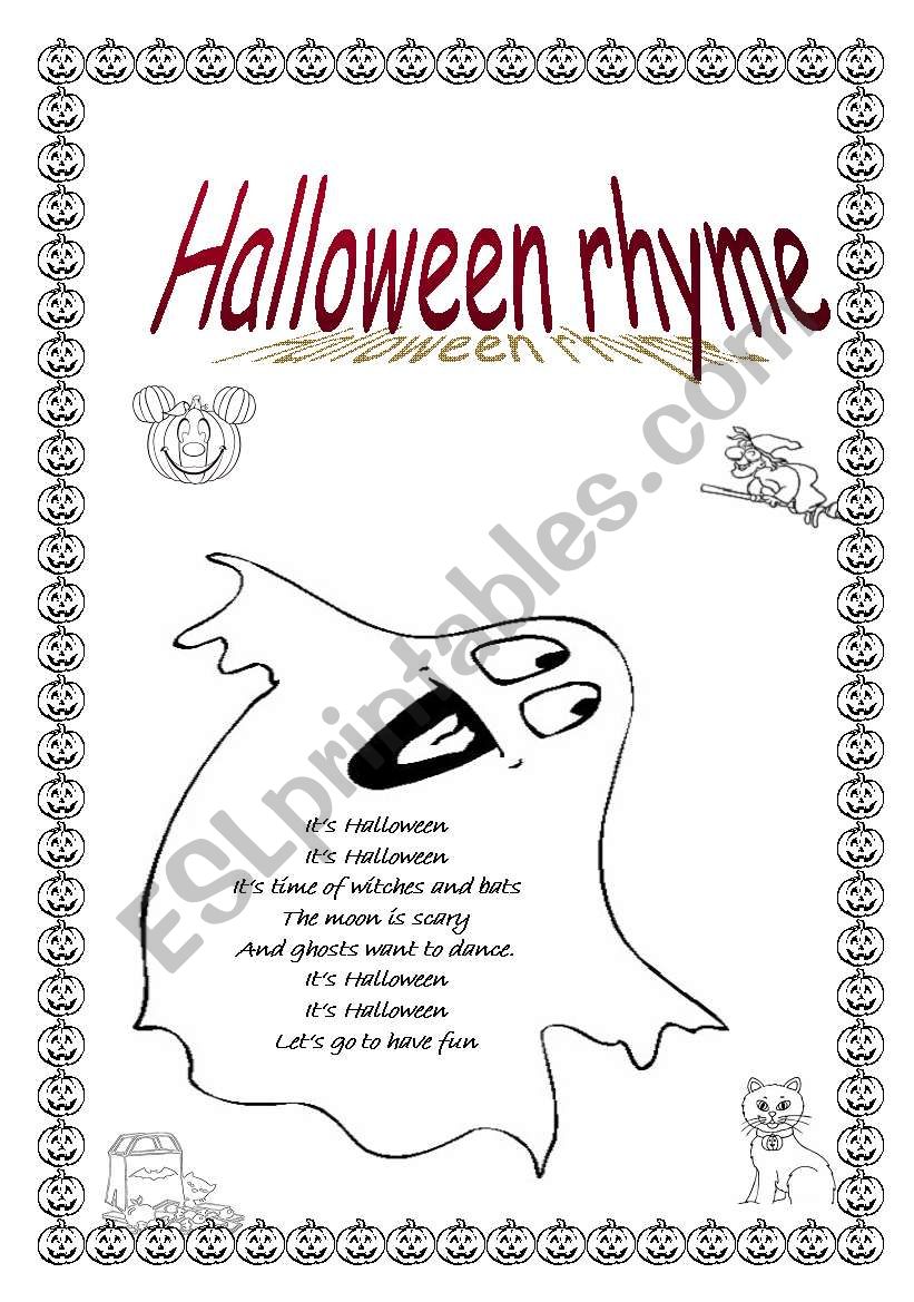 Halloween rhyme worksheet