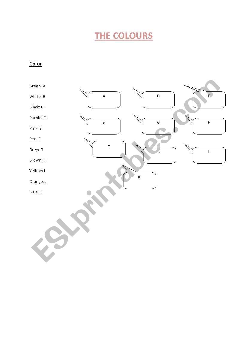 The colours  worksheet