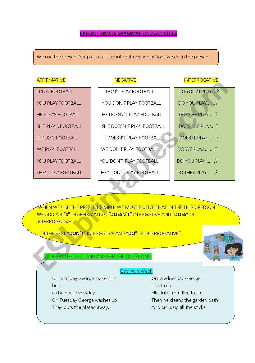 PRESENT SIMPLE GRAMMAR AND PRACTISE