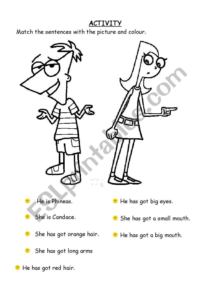 Phineas and Ferb- Body worksheet