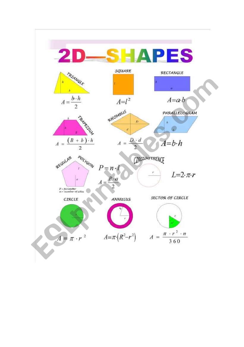 area and perimeter 2d shapes worksheet