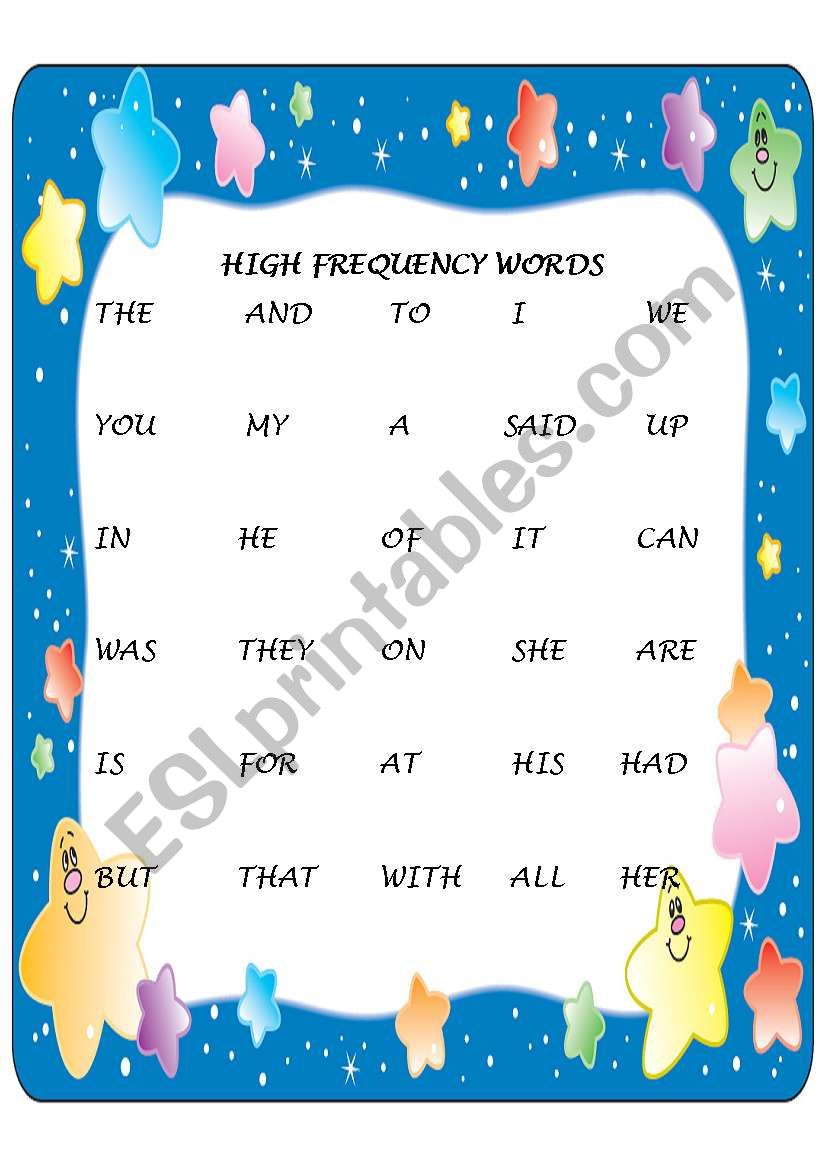 HIGH FREQUENCY WORDS 1ST CYCLE OF PRIMARY