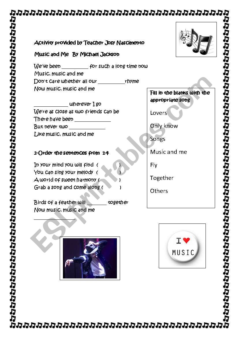 Music and Me worksheet