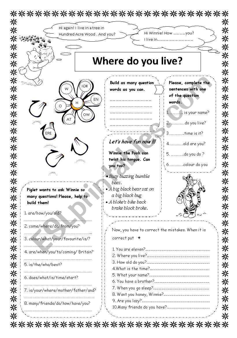 Where do you live? First lessons with English