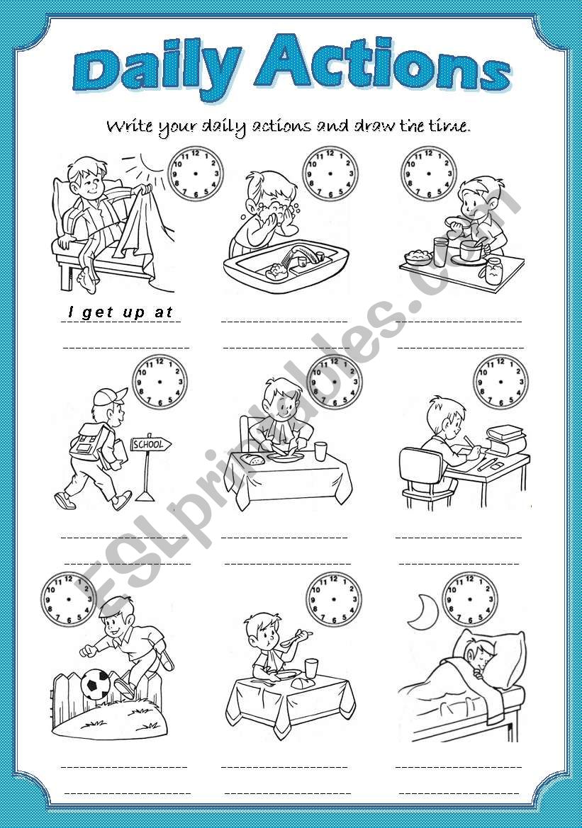 Daily Actions worksheet