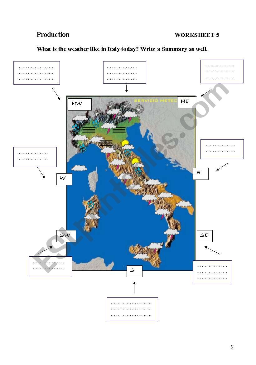 thw weather in italy worksheet